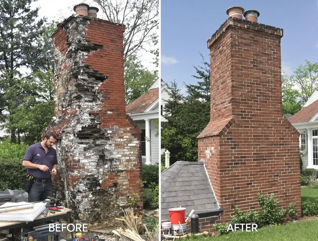 Ellington Chimney Sweep performing a full chimney restoration in Ellington, CT