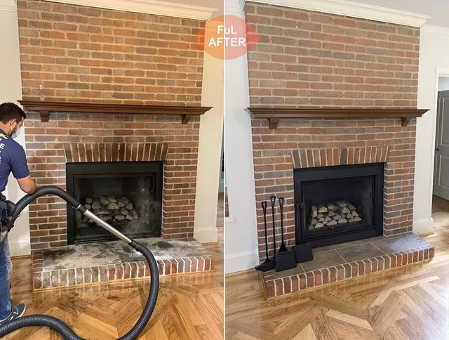 Ellington Chimney Sweep carefully sanitizing a fireplace in Ellington, CT