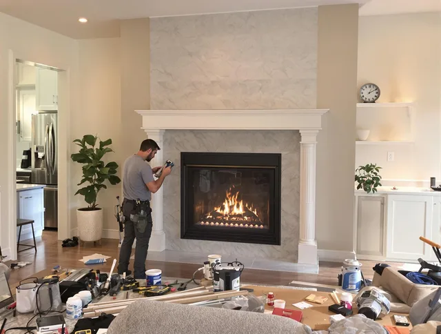 Newly installed fireplace by Ellington Chimney Sweep in Ellington, CT